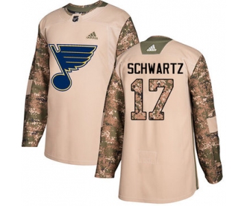 Adidas Blues #17 Jaden Schwartz Camo Authentic 2017 Veterans Day Stitched NHL Jersey