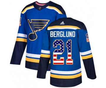 Adidas Blues #21 Patrik Berglund Blue Home Authentic USA Flag Stitched NHL Jersey