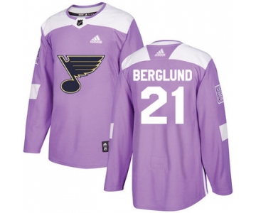 Adidas Blues #21 Patrik Berglund Purple Authentic Fights Cancer Stitched NHL Jersey