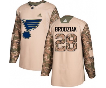 Adidas Blues #28 Kyle Brodziak Camo Authentic 2017 Veterans Day Stitched NHL Jersey