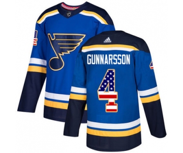 Adidas Blues #4 Carl Gunnarsson Blue Home Authentic USA Flag Stitched NHL Jersey