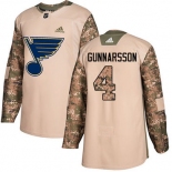 Adidas Blues #4 Carl Gunnarsson Camo Authentic 2017 Veterans Day Stitched NHL Jersey