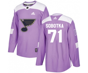 Adidas Blues #71 Vladimir Sobotka Purple Authentic Fights Cancer Stitched NHL Jersey