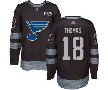 Blues #18 Robert Thomas Black 1917-2017 100th Anniversary Stitched Hockey Jersey