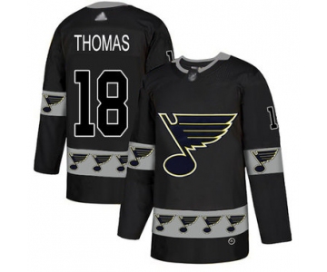 Blues #18 Robert Thomas Black Authentic Team Logo Fashion Stitched Hockey Jersey