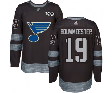 Blues #19 Jay Bouwmeester Black 1917-2017 100th Anniversary Stitched NHL Jersey