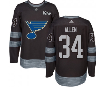 Blues #34 Jake Allen Black 1917-2017 100th Anniversary Stitched NHL Jersey