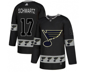 Men's St. Louis Blues #17 Jaden Schwartz Black Team Logos Fashion Adidas Jersey