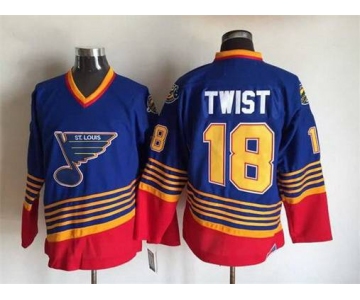 Men's St. Louis Blues #18 Tony Twist 1995-96 Blue CCM Vintage Throwback Jersey