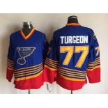 Men's St. Louis Blues #77 Pierre Turgeon 1995-96 Blue CCM Vintage Throwback Jersey