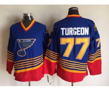 Men's St. Louis Blues #77 Pierre Turgeon 1995-96 Blue CCM Vintage Throwback Jersey