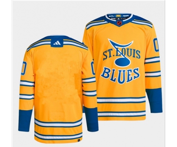 Men's St. Louis Blues Blank Yellow 2022-23 Reverse Retro Stitched Jersey