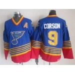 St. Louis Blues #9 Shayne Corson 1995 Blue Throwback CCM Jersey
