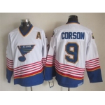 St. Louis Blues #9 Shayne Corson 1995 White Throwback CCM Jersey