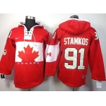 2014 Old Time Hockey Olympics Canada #91 Steven Stamkos Red Hoodie
