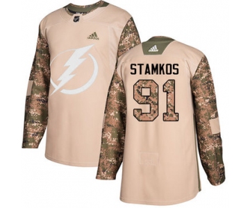 Adidas Lightning #91 Steven Stamkos Camo Authentic 2017 Veterans Day Stitched NHL Jersey