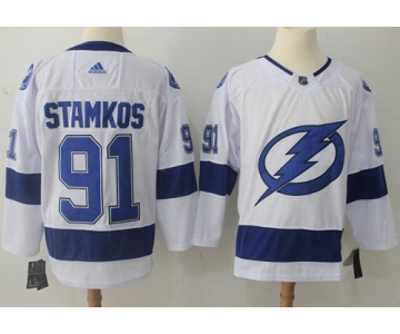 Adidas Lightning #91 Steven Stamkos White Road Authentic Stitched NHL Jersey