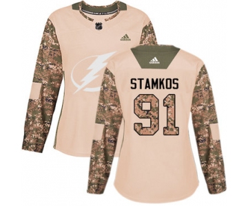 Adidas Tampa Bay Lightning #91 Steven Stamkos Camo Authentic 2017 Veterans Day Women's Stitched NHL Jersey