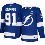 Men's Tampa Bay Lightning #91 Steven Stamkos Authentic C ptach Home Adidas  Jersey