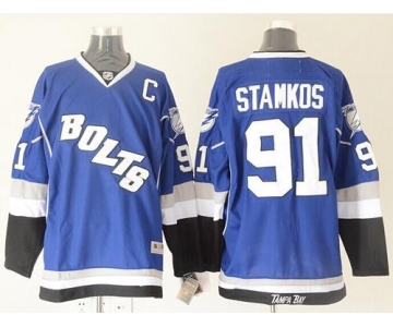 Men's Tampa Bay Lightning #91 Steven Stamkos Blue Third Stitched NHL Jersey