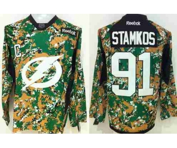 Men's Tampa Bay Lightning #91 Steven Stamkos Digital Camo Veteran's Day Practice Jersey