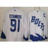 Men's Tampa Bay Lightning #91 Steven Stamkos White 2022 Stadium Series Authentic Jersey