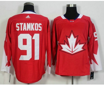 Men's Team Canada #91 Steven Stamkos Red 2016 World Cup of Hockey Game Jersey