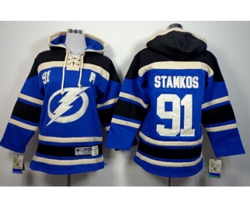 Old Time Hockey Tampa Bay Lightning #91 Steven Stamkos Blue Kids Hoodie