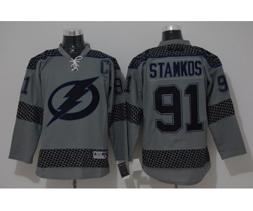 Tampa Bay Lightning #91 Steven Stamkos Charcoal Gray Jersey