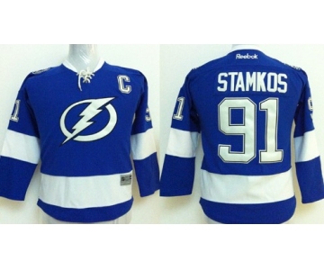 Tampa Bay Lightning #91 Steven Stamkos New Blue Kids Jersey