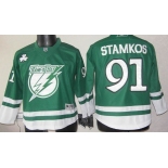 Tampa Bay Lightning #91 Steven Stamkos St. Patrick's Day Green Kids Jersey