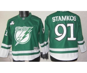 Tampa Bay Lightning #91 Steven Stamkos St. Patrick's Day Green Kids Jersey