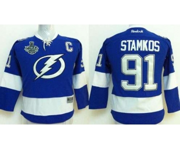 Youth Tampa Bay Lightning #91 Steven Stamkos 2015 Stanley Cup Blue Jersey