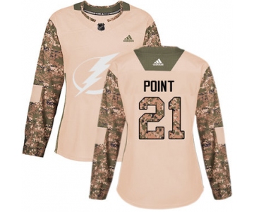 Adidas Tampa Bay Lightning #21 Brayden Point Camo Authentic 2017 Veterans Day Women's Stitched NHL Jersey