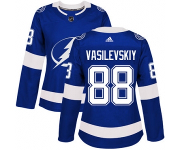 Adidas Tampa Bay Lightning #88 Andrei Vasilevskiy Blue Home Authentic Women's Stitched NHL Jersey