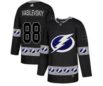 Men's Tampa Bay Lightning #88 Andrei Vasilevskiy Black Team Logos Fashion Adidas Jersey