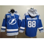 Men's Tampa Bay Lightning #88 Andrei Vasilevskiy Blue Ageless Must-Have Lace-Up Pullover Hoodie