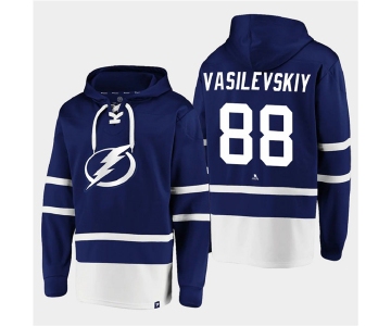 Men's Tampa Bay Lightning #88 Andrei Vasilevskiy Blue All Stitched Sweatshirt Hoodie