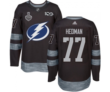 Adidas Lightning #77 Victor Hedman Black 1917-2017 100th Anniversary 2020 Stanley Cup Final Stitched NHL Jersey