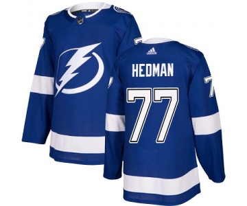 Adidas Tampa Bay Lightning #77 Victor Hedman Blue Home Authentic Stitched Youth NHL Jersey
