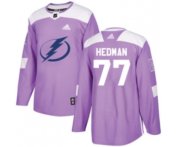 Adidas Tampa Bay Lightning #77 Victor Hedman Purple Authentic Fights Cancer Stitched Youth NHL Jersey