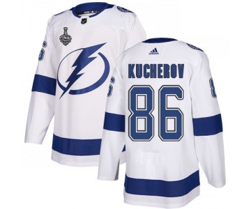 Adidas Lightning #86 Nikita Kucherov White Road Authentic 2020 Stanley Cup Final Stitched NHL Jersey