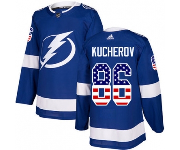 Adidas Tampa Bay Lightning #86 Nikita Kucherov Blue Home Authentic USA Flag Stitched Youth NHL Jersey