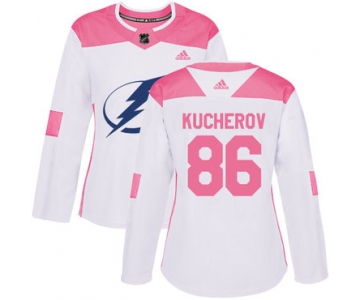 Adidas Tampa Bay Lightning #86 Nikita Kucherov White Pink Authentic Fashion Women's Stitched NHL Jersey