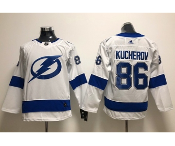 Adidas Tampa Bay Lightning #86 Nikita Kucherov White Road Authentic Stitched Youth NHL Jersey