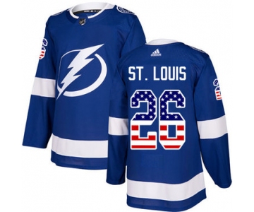 Adidas Lightning #26 Martin St. Louis Blue Home Authentic USA Flag Stitched NHL Jersey