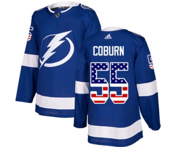 Adidas Lightning #55 Braydon Coburn Blue Home Authentic USA Flag Stitched NHL Jersey