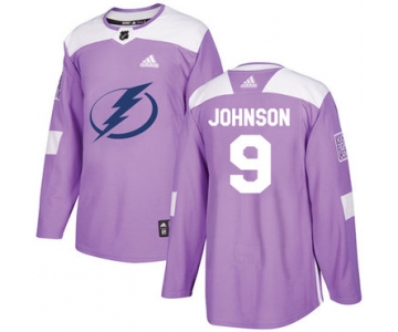 Adidas Lightning #9 Tyler Johnson Purple Authentic Fights Cancer Stitched NHL Jersey