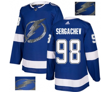 Adidas Lightning #98 Mikhail Sergachev Blue Home Authentic Fashion Gold Stitched NHL Jersey