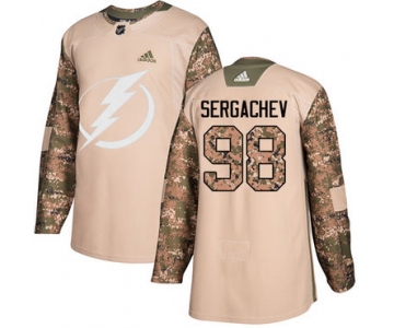 Adidas Lightning #98 Mikhail Sergachev Camo Authentic 2017 Veterans Day Stitched NHL Jersey